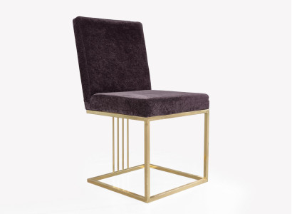 Bordeaux-colored upholstered chair without armrests in a luxurious stainless steel premium design