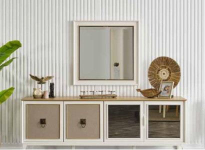 Sideboard Group Wood Design Sideboard Side Wardrobe Shelf Set 2pcs Chest of drawers Mirror