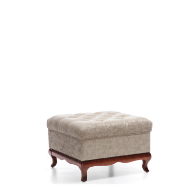 Stool Designer Chesterfield Footstool Textile Beige Upholstery Stool Fabric