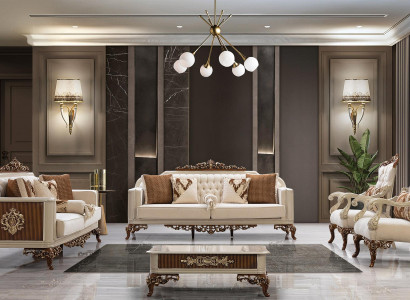 Sofa set 3+1+1+1 Seater Coffee table Luxury Suite Sofa Armchair Fabric Baroque