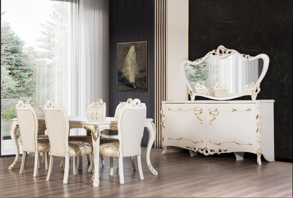 Dining room set 9 pieces. Luxury Suite Table 6x Chairs Sideboard Mirror new Furniture