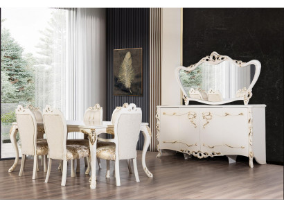 Dining room set 9 pieces. Luxury Suite Table 6x Chairs Sideboard Mirror new Furniture