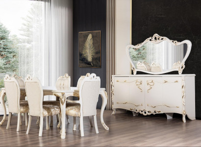 Dining room set 9 pieces. Luxury Suite Table 6x Chairs Sideboard Mirror new Furniture
