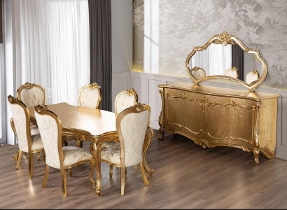 Dining room Suite Set Table 6x Chairs Sideboard Mirror Dining set 9pcs