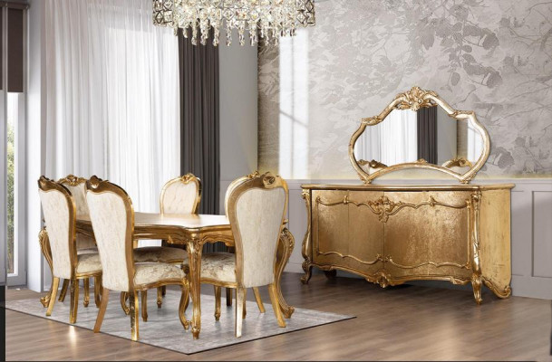 Dining room Suite Set Table 6x Chairs Sideboard Mirror Dining set 9pcs