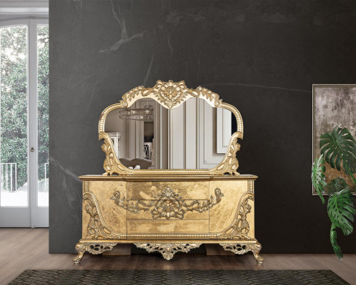 Set Chest of drawers Mirror Suite Chests of drawers Wood Group Sideboard Furniture Baroque