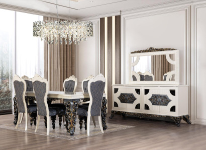Luxury Dining room set Group 6 Chairs Dining table Sideboard Dining room Set 9 pieces.
