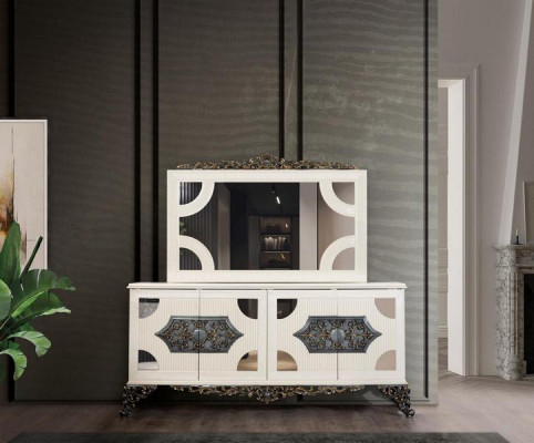 Luxury Dining room set Group 6 Chairs Dining table Sideboard Dining room Set 9 pieces.