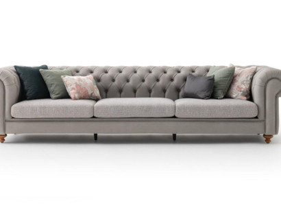 Chesterfield Design Gray Sofa Upholstery Textile Sofas Sofas 4-Seater new