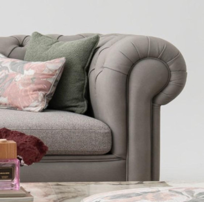 Chesterfield Design Gray Sofa Upholstery Textile Sofas Sofas 4-Seater new