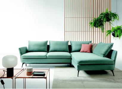 Living room Green Furniture Textile Sofas Corner sofa L-shape Couch Upholstered furniture