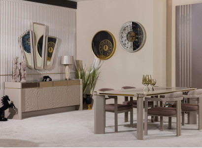 Luxury Dining room Set Dining table + 6x Chairs Sideboard with 3xSpiegel Dining set n