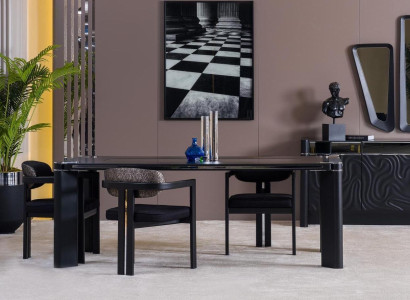 Dining room Set 6x Chairs Dining table Dining room Designer Wood Chair Suite new