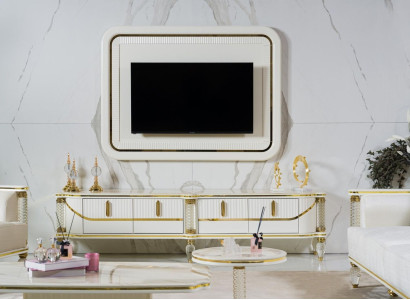Luxury Wall unit TV-cabinet tv Frame Lowboard TV Stand White Living room Furniture new