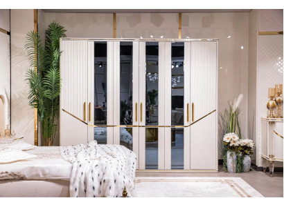 Wardrobe Cabinets Wardrobe Design Wood Beige Gold Modern Furniture 270cm