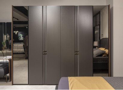 Modern Wardrobe Luxury Wardrobe Wood Cabinets Glass Taupe Bedroom