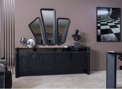Sideboard 3x Mirror Sideboard Luxury Suite Chest of drawers Wood Chests of drawers Modern