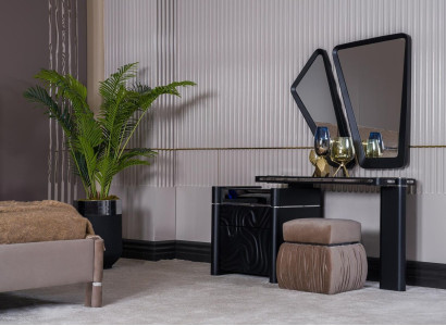 Dressing table with Mirror Stool Make Up Bedroom Design Furniture Wood 2pcs.