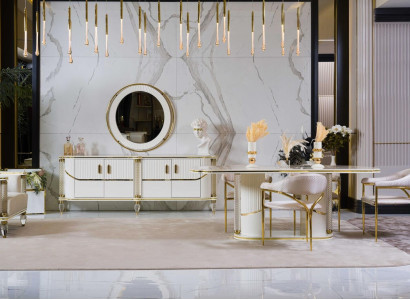 Luxury Dining room Set Dining table + 6x Chairs + Sideboard Dining set n Sideboard 8 pieces