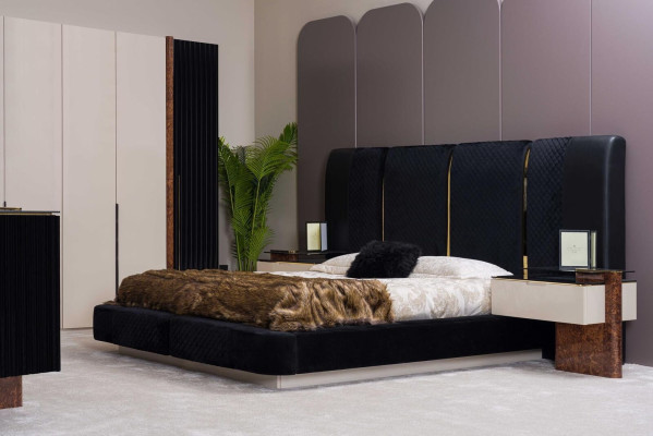 Luxury Bedroom Set Bed 2x Bedside tables + Wardrobe Wood Complete