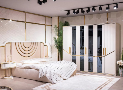 Modern Bedroom Set Bed 2x Bedside tables Wardrobe Design Furniture 4 pcs