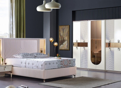 Luxury Bedroom Set Bed 2x Bedside tables Wardrobe Wood Complete's Modern new