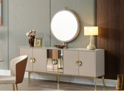 Sideboard Wardrobe Brown High Gloss Furniture Wood Luxury Chest of drawers Sideboard