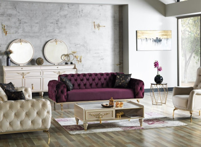 Designer Sofa set 3+3+1 Seater Couch Upholstery Seating Set Chesterfield new
