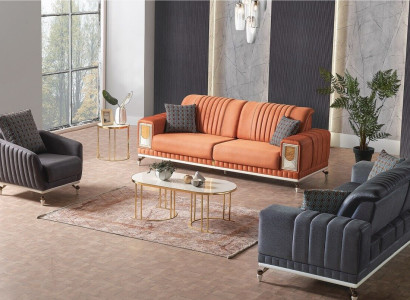 Sofa set 3+3+1 Seater Textile Wood Sofa 3 Seater Modern Armchair Complete Set