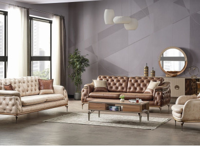 Sofa set 3+3+1 Seater Chesterfield Modern Style Suite Set 3pcs. Sofa Relax new
