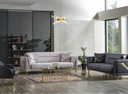 Sofa set 3+3+1 Seater Textile Wood Sofa 3 Seater Modern Armchair Complete Set new