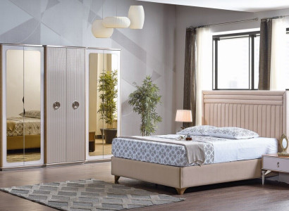 Modern Bedroom Set Bed 2x Bedside tables Wardrobe new Luxus
