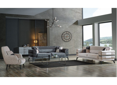 Sofa set 3+3+1 Wood Living room Luxury Sofa Modern Fabric new Complete