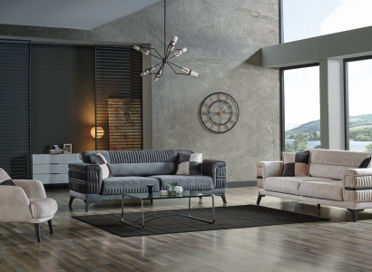 Sofa set 3+3+1 Wood Living room Luxury Sofa Modern Fabric new Complete