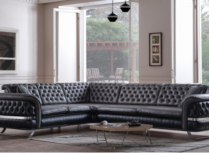 Corner sofa Living landscape Color Black U-shape XXL Sofa new Chesterfield new