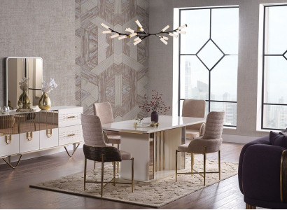 Design Dining room Complete Dining table + 6x Chairs +Sideboard Furniture wooden table new