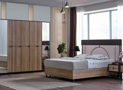 Luxury Bedroom Set 4 pcs. Bed 2x Bedside tables Wardrobe Wardrobe Wood