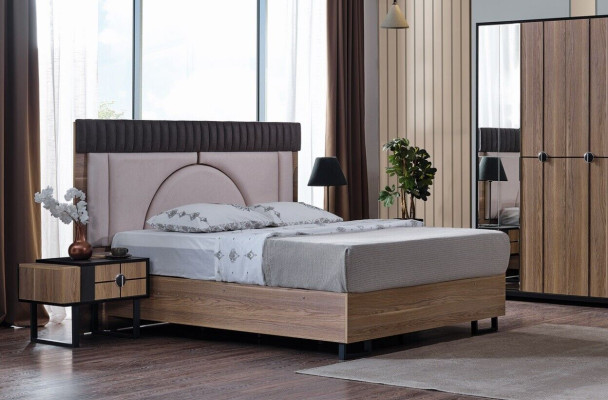 Luxury Bedroom Set 4 pcs. Bed 2x Bedside tables Wardrobe Wardrobe Wood