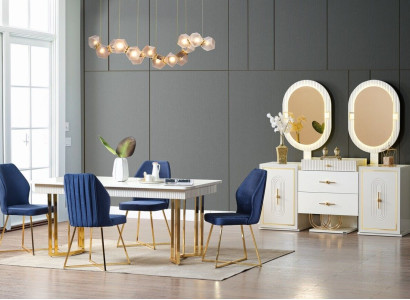 Luxurious Dining room Set Dining table + 6x Chairs + Sideboard Dining set n new 8 pieces