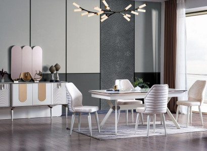 Luxurious Dining room Set Dining table + 6x Chairs + Sideboard Modern 8 pieces