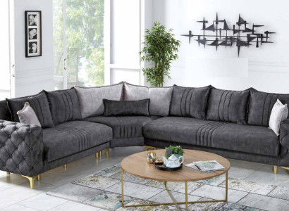 Gray Living room Corner sofa L-shape Modern Chesterfield new luxury sofa