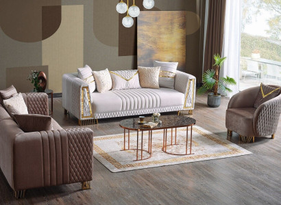 Premium Furniture Living room set 3+3+1 seats sofa set 2x sofas armchair