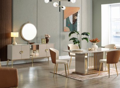 Luxurious Dining room Set Dining table + 6x Chairs + Sideboard Dining set n new 8 pieces