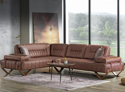 Corner sofa Living landscape Color Brown L-shape Sofa new Living room Corner sofa Luxury new
