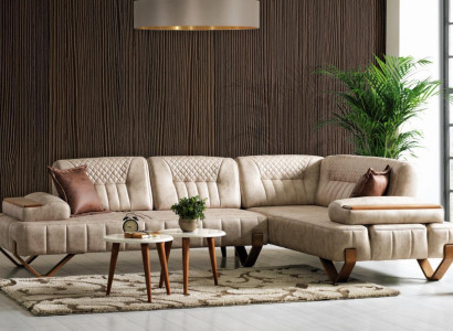 Corner sofa Living landscape Color Beige L-shape Sofa new Living room Corner sofa Luxury new