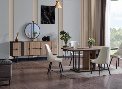 Luxury Dining room Set Dining table 6x Chairs Sideboard Dining set Set 8 pieces