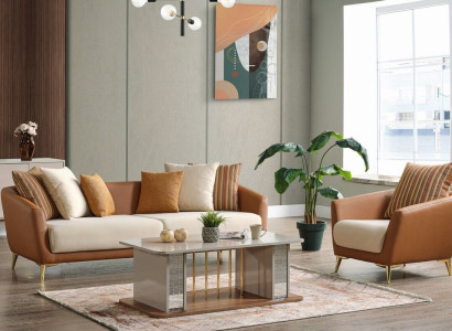 Sofa set 3+1 Seater Textile Wood Sofa 3 Seater Modern Armchair Complete Set