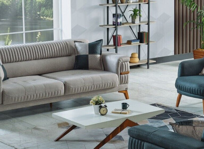 Sofa set 3+1 Seater Textile Wood Sofa 3 Seater Modern Armchair Complete Set new