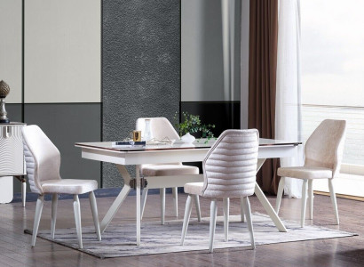 Dining room set Modern Dining table + 6x Chairs Table Wood upholstered chair 7 pieces. new