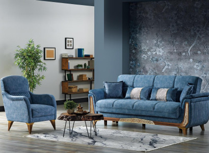 Sofa set 3+1 Seater Sofa Set Complete Textile Wood Living room Luxury Sofa new